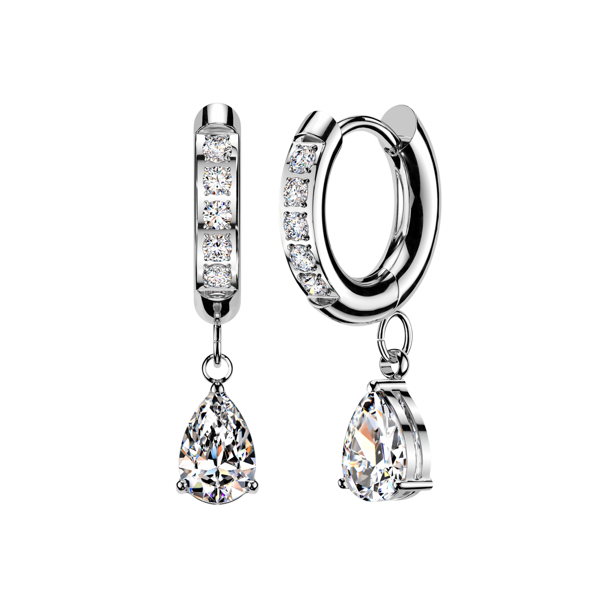 Diamond Pear Clicker Hoops