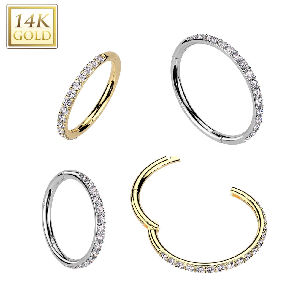 14K Multi Diamond Hoop