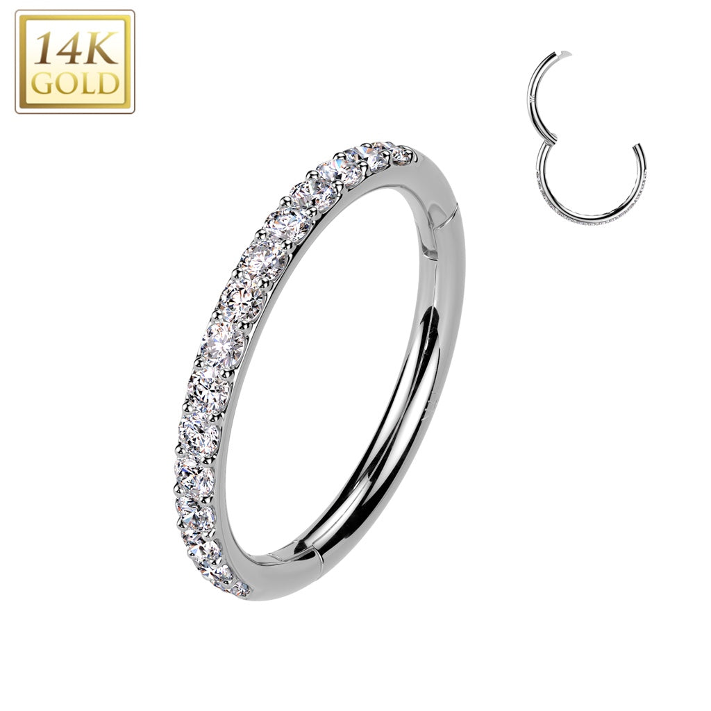 14K Multi Diamond Hoop