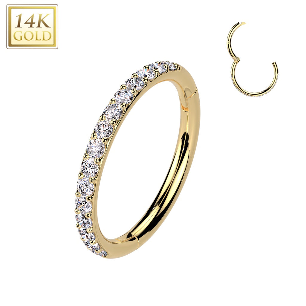 14K Multi Diamond Hoop
