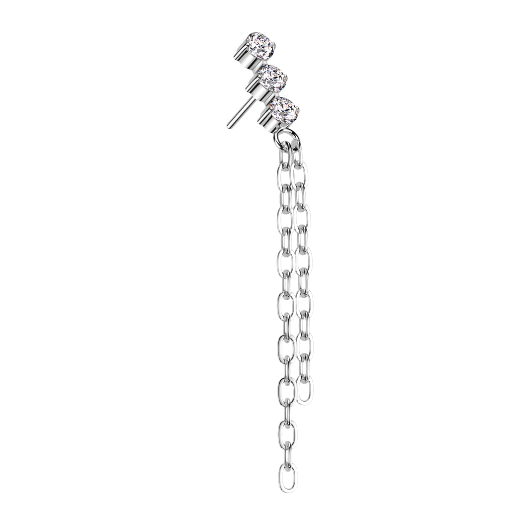 CZ Bar Double Chain Dangle