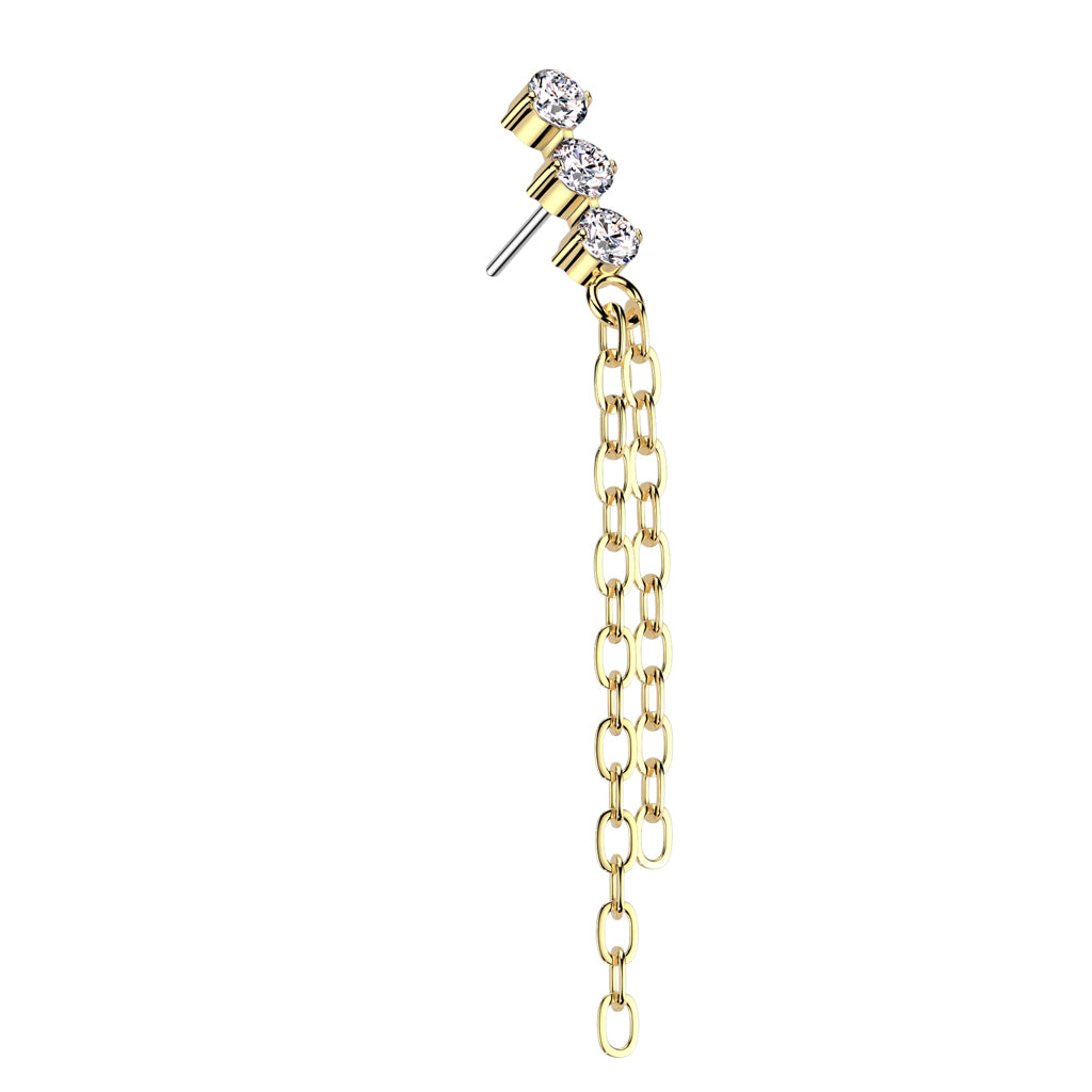 CZ Bar Double Chain Dangle