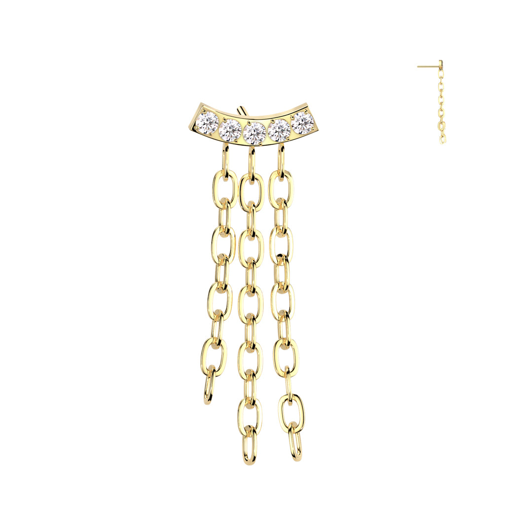 CZ Bar 3 Chain Dangle