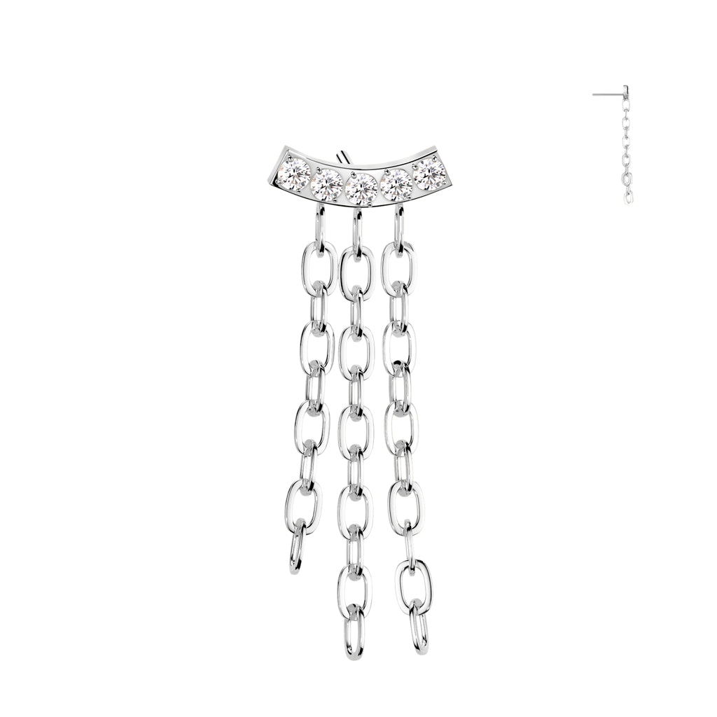 CZ Bar 3 Chain Dangle