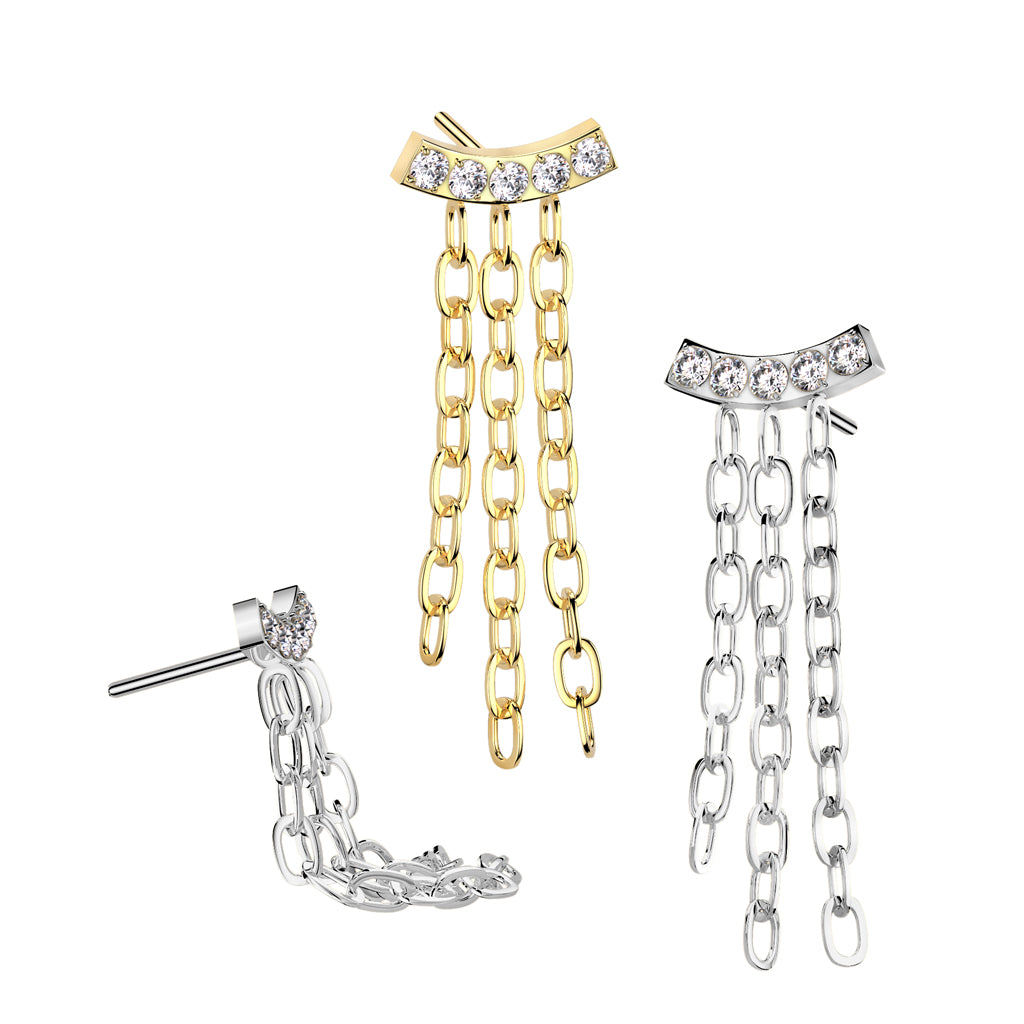 CZ Bar 3 Chain Dangle