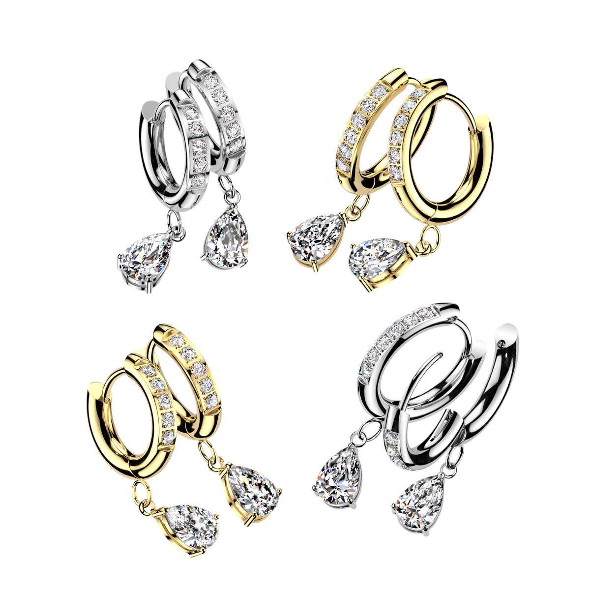 Diamond Pear Clicker Hoops