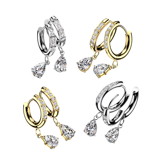 Diamond Pear Clicker Hoops