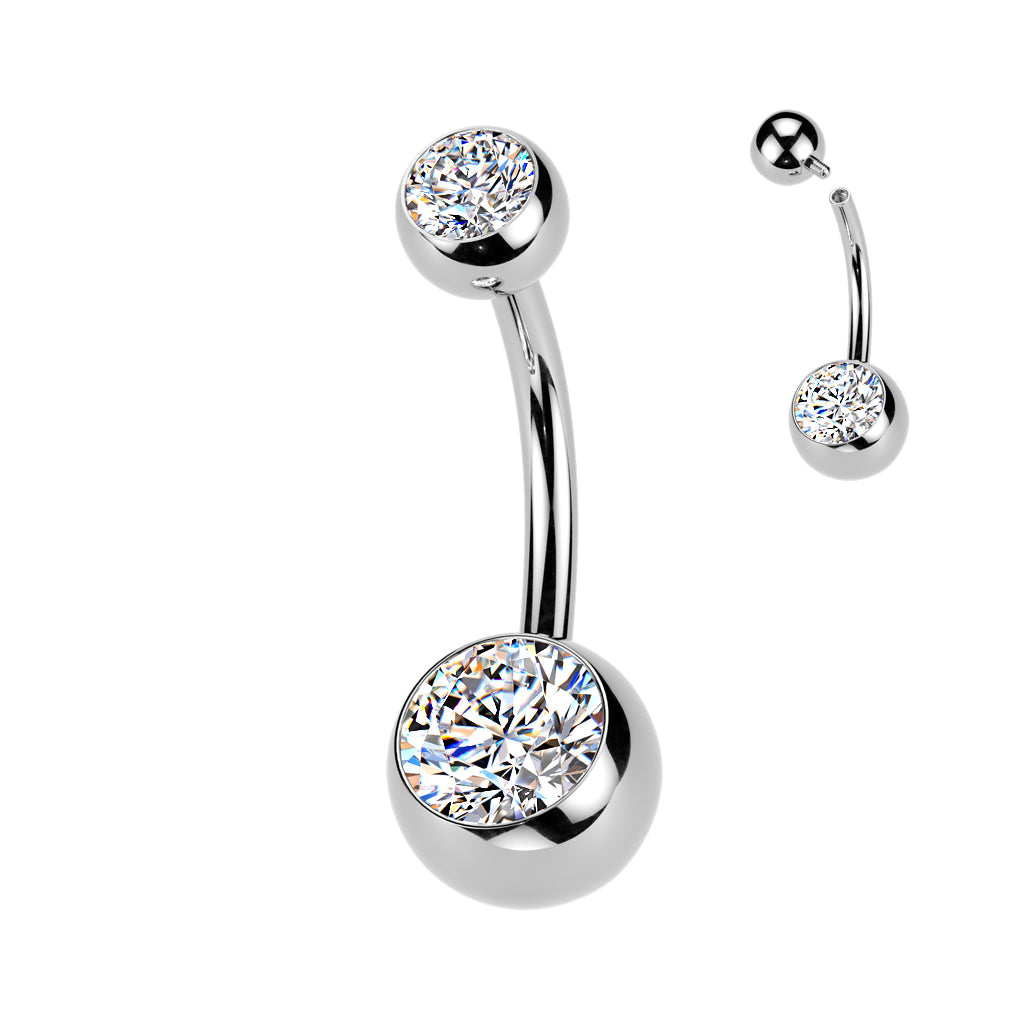 Embedded Diamond Navel Barbell